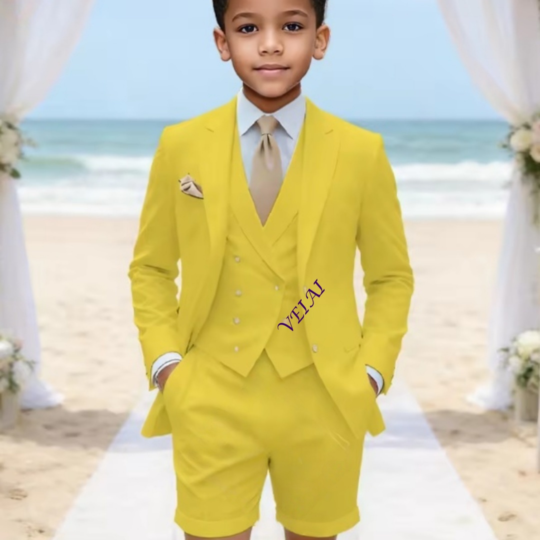Event & Party Supply Photos - Boys' Custom Classic 3-Piece Linen Suit,