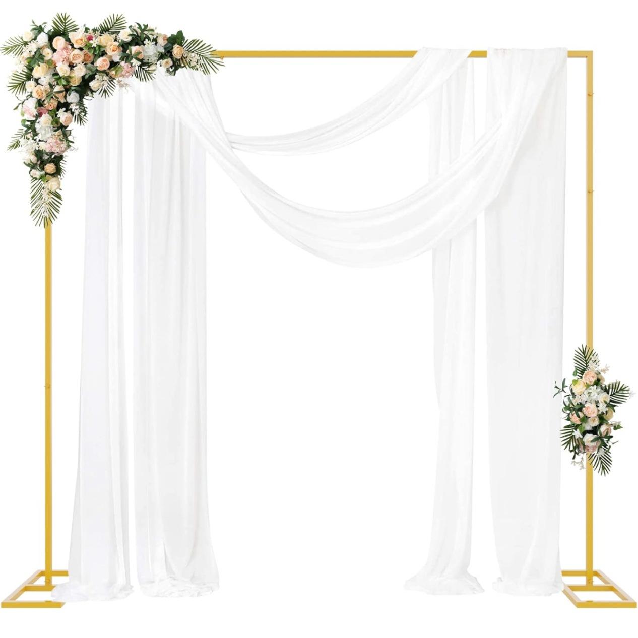 Photo Booth Frame - Gold Metal Square Backdrop Stand 8.2x8.2FT