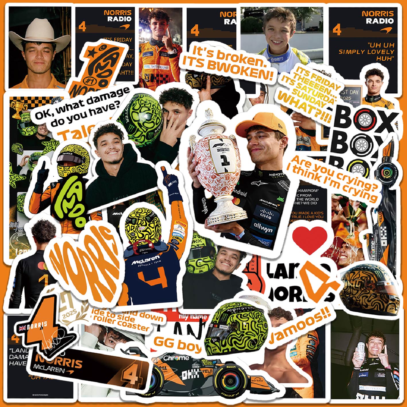 5-6 Sheets F1 Stickers, Norris - đánh giá và giá Supply Event