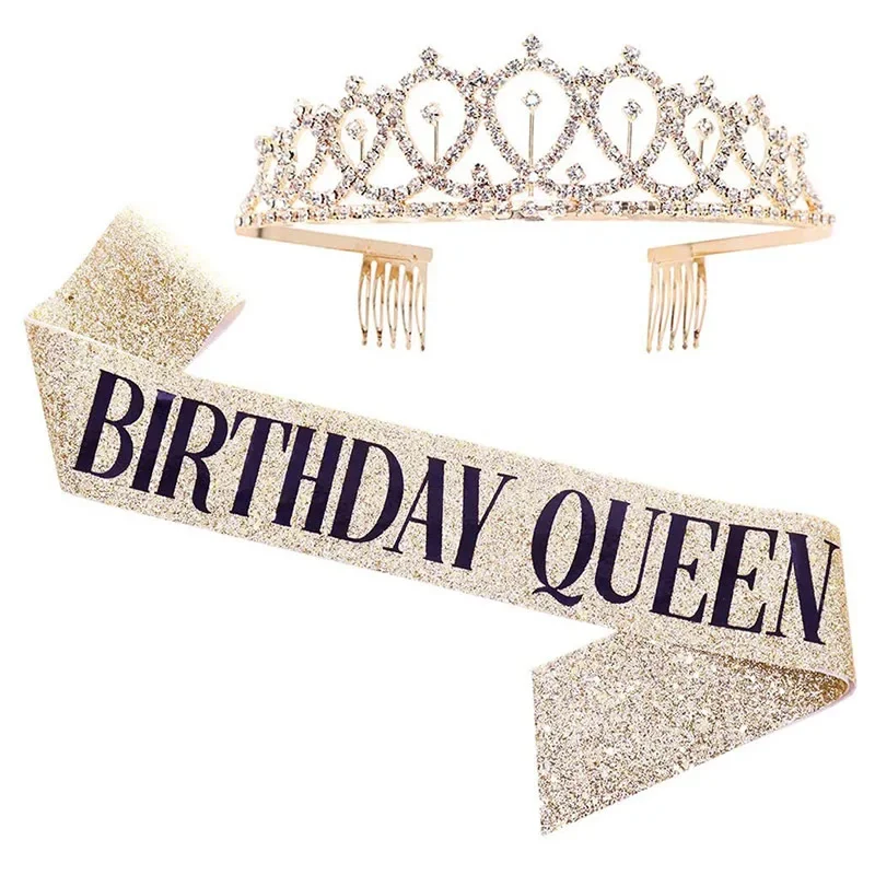 Birthday Queen Crown Girl Wome - đánh giá và giá Birthday Sash Glitter
